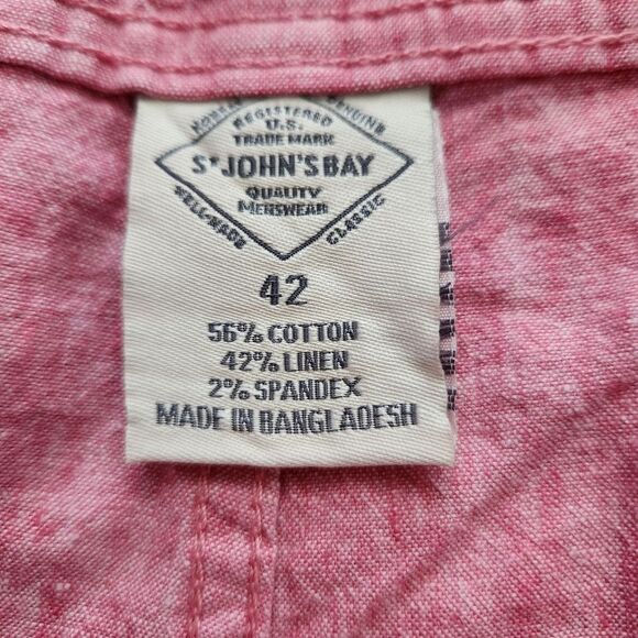 St. John's Bay Mens Rapture Rose Linen Blend Flat Front Above Knee Shorts 42 - Picture 5 of 6